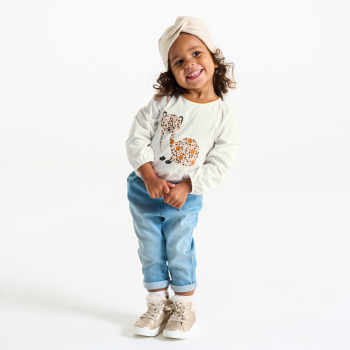 تيشيرت برسوم حيوانات باللون البني للفتيات الرضع.